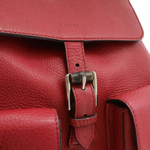 GUCCI Bamboo Backpack, Shoulder Bag with Tassel, Leather, Fuchsia Pink, 370833 - Picture 9 of 10